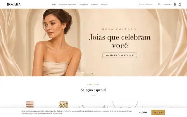 Vitrine de uma loja online criada com a RozarIA